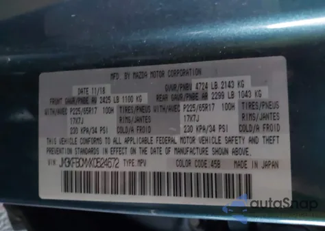 2019 Mazda Cx-5 Touring z USA, uszkodzony, nr VIN JM3KFBCMXK0524672